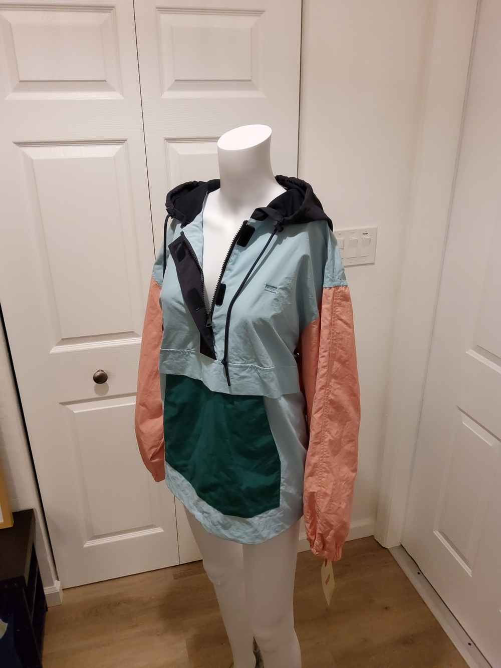 Levi's Colorblock Bomber Anorak - Mint, Peach & Green